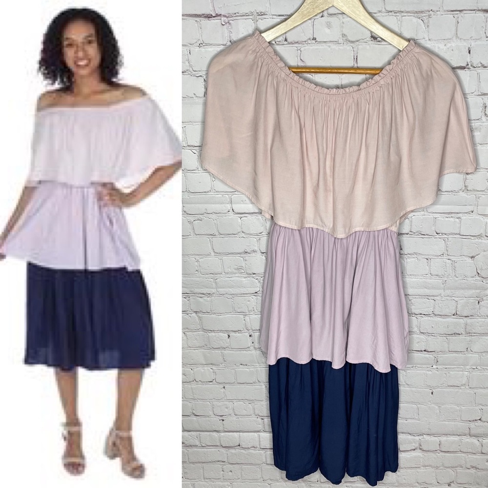 Fika The Brand Tiered Flounce Ruffle Dress Size Small